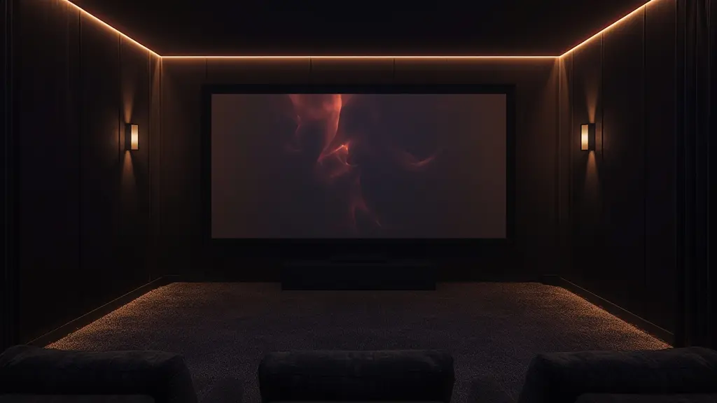 Large living room TV showing a sharp 4K picture next to a home router