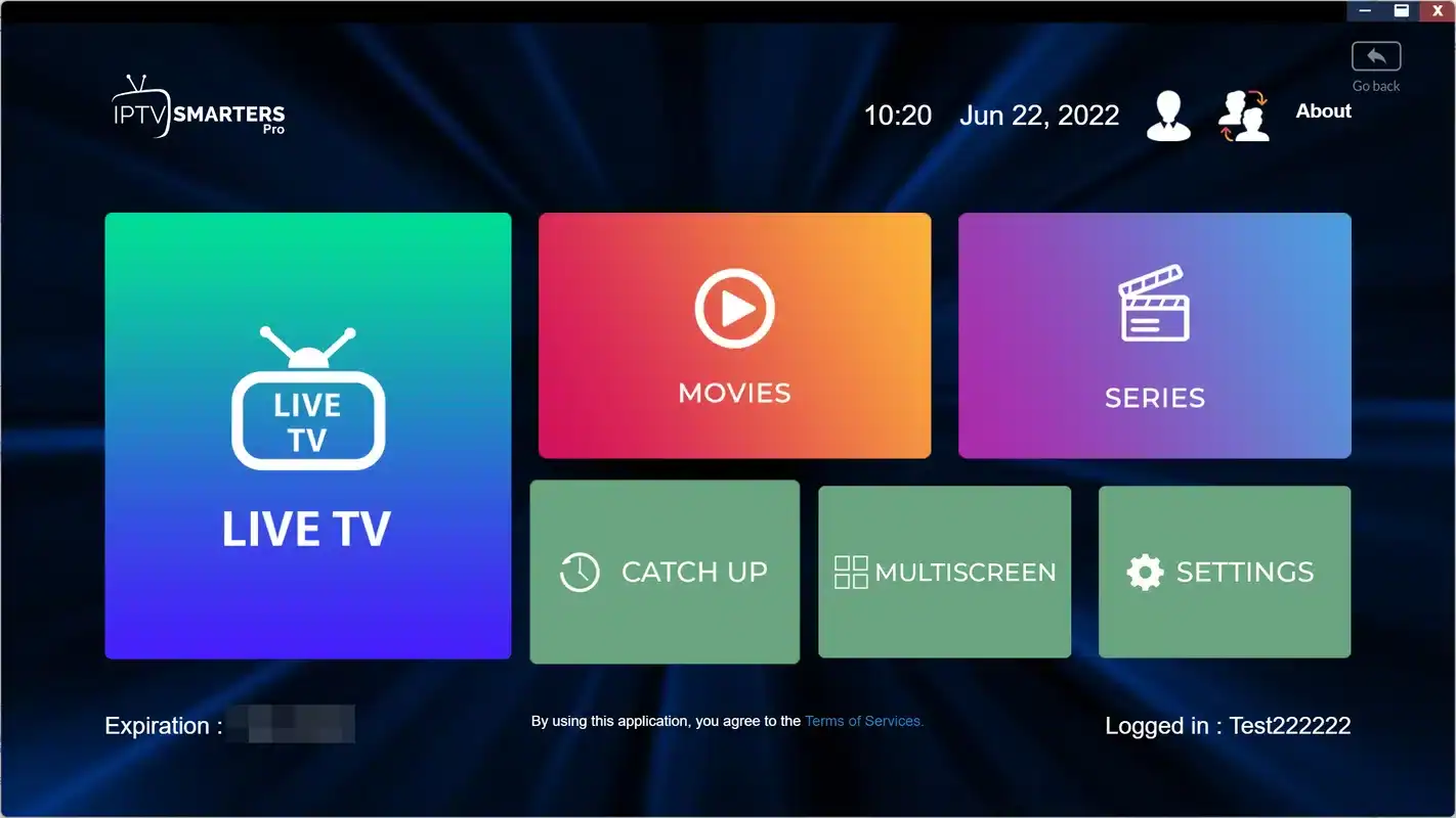 IPTV Smarters Pro login screen on a TV, ready for Xtream Codes details